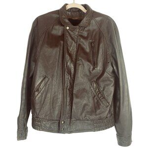 Vintage Y2K 90s Leather Bomber Jacket Mens Brown Sz 40 Charles Klein